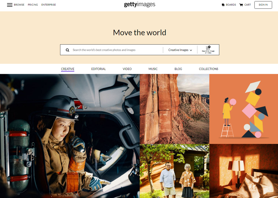 Gettyimages для продажи фото и видео