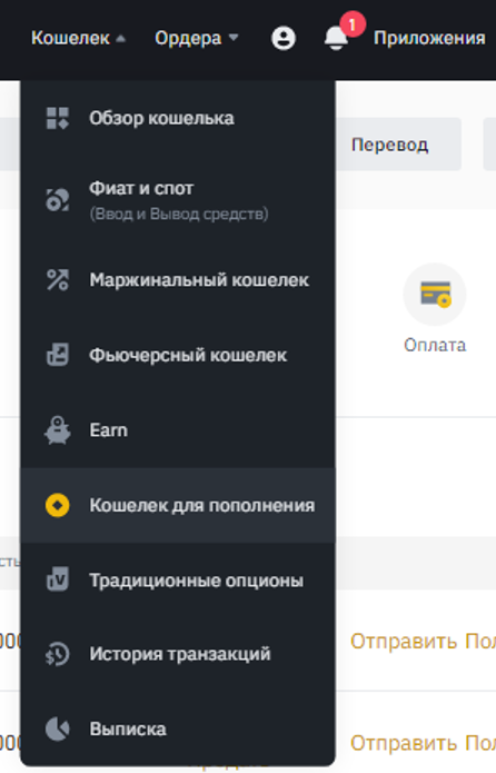 кошелёк для пополнения в бинанс